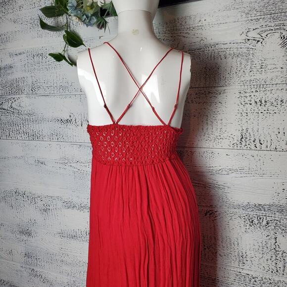 Free people Adella Maxi Bright Red Maxi Crochet Lace Dress Size Small - Picture 13 of 14
